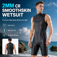 Combinaison de plongée sans manches RTS 2mm CR Smoothskin, coupe courte, coupe-vent, pour le surf