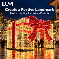 Boîte cadeau carrée lumineuse de 3m de haut, 280cm de large et 280cm de profondeur avec cadre en aluminium pour motif lumineux de Noël