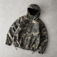 Veste coupe-vent à capuche camouflage pour homme, personnalisable OEM ODM, fermeture éclair intégrale, légère, streetwear d'extérieur, fabricant de vêtements sur mesure