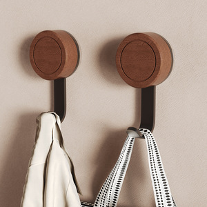 ตะขอแขวนผนังไม้ทรงกลมแบบติดผนังด้วยตัวเอง สำหรับแขวนเสื้อโค้ท ใช้ในบ้าน ห้องครัว ห้องน้ำ สำหรับจัดเก็บและจัดระเบียบ - Product Image 1