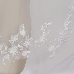 Commande personnalisée acceptable Applique en dentelle fleurie garniture mariage voile de mariée cathédrale chapelle longueur mariage Cape voile - Product Image 6