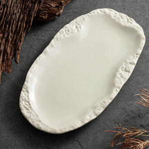 Ceramic American Style Long Oval <strong>Plates</strong> Fish Steamed Dishes <strong>Creative</strong> Rock Pattern <strong>Serve</strong> Trays Stir Fried Dishes Household - Product Image 4