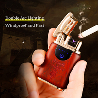 Briquet électronique USB JOBON en bois de santal rechargeable, design minimaliste, double arc, personnalisable, pour cigarettes et bougies – Vente en gros