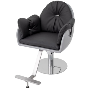 Contemporary Barber <b>Chair</b> Hydraulic Salon Styling <b>Chair</b> Upholstered Hair Cutting Seat with Gold Base - Product Image 6