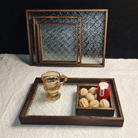 Estick Plateau Rectangulaire Antique en Bois avec Design Fleur de Bégonia Plateau Décoratif de Style Vintage pour Thé Dessert Fruit Service