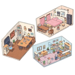 Tự làm bộ sticker cảnh quan thu nhỏ trong suốt dễ thương, cắt rời, dành cho túi xách, tự làm nhà 3D - Product Image 5