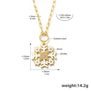 Collar de Joyería de Moda con Colgante de Copo de Nieve Navideño de Esmalte y Circonita, Acero Inoxidable, Chapado en Oro de 18K, Venta al por Mayor para Mujer 2026 - Product Image 6