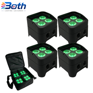 4pcs with bag 4x18W RGBWA+UV <b>Wireless</b> DMX Battery Powered Mini LED Par <b>Light</b> for Wedding Party Events - Product Image 1