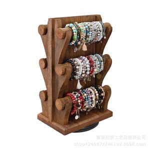 Multi Tiered Wooden Jewelry Display Rack Bracelet Storage Vertical Desktop <b>Stand</b> For Street Vendors And <b>Night</b> Markets - Product Image 3