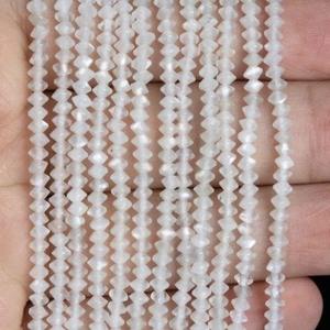 3.5mm-4mm Natural White Moonstone Faceted Rondelle Beads Wholesale Price AAA Quality Moonstone Beaded Necklace Jewelry At Sale - Product Image 3