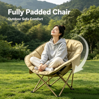 Chaise pliante rembourrée, style coquille, confortable, avec poche latérale, sac de transport, portable, durable, moderne, pour extérieur, jardin, parc
