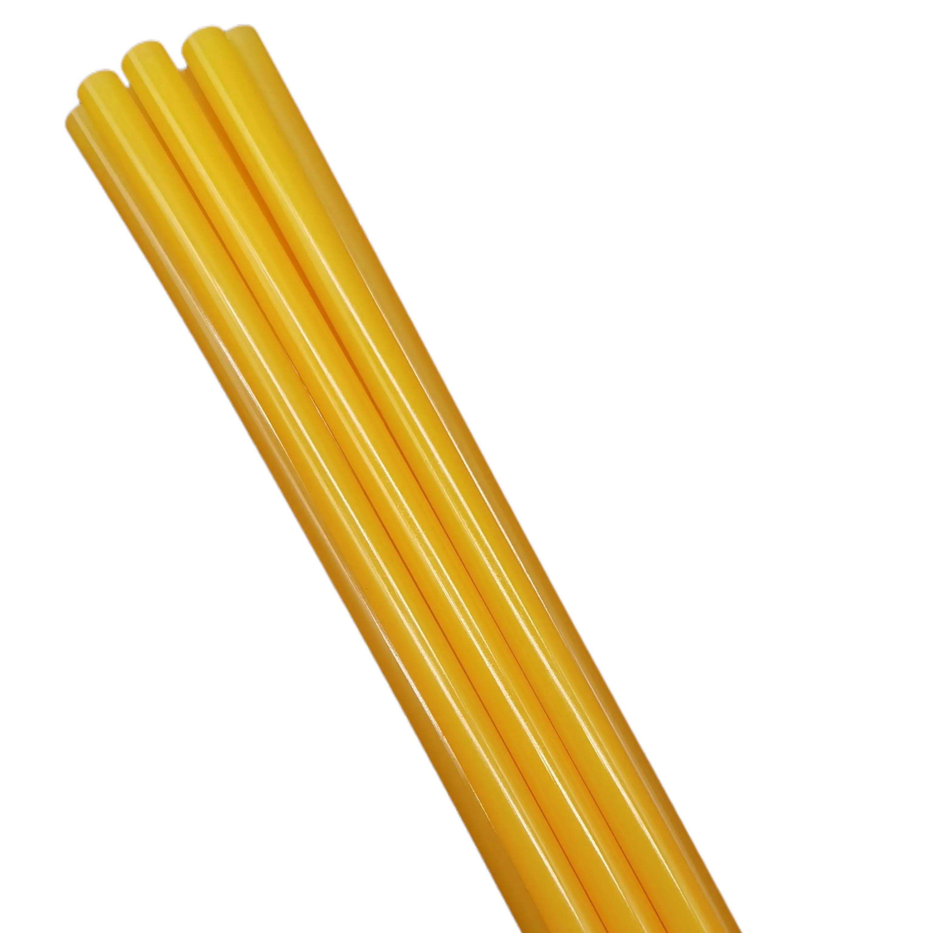 Barra de pegamento termofusible amarillo Eva al por mayor, 11mm y 7mm, adecuado para una amplia gama de condiciones de temperatura