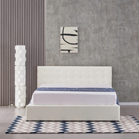 Cadre de lit moderne avec vérin hydraulique, style occidental, tête de lit capitonnée, rangement intégré, en cuir PU