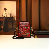 Sac bandoulière vintage 3D gaufré motif visage, sac à l'épaule ethnique sculpté, petite pochette pour téléphone, sac messager pour femme