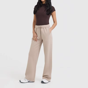 High Quality Loose Custom Casual Elastic Waist Baggy Regular-fit <b>Straight</b> <b>Leg</b> Blank Drawcords Waistband <b>Jogger</b> Sweatpants <b>Women</b> - Product Image 3