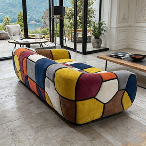 Juego de Sofás de Terciopelo de Lujo <span class=keywords><strong>Picasso</strong></span> Elements, Diseño Original Estilo Villa, Relleno de Espuma de Alta Resiliencia, Tela Colorida para Sala de Estar - Product Image 5