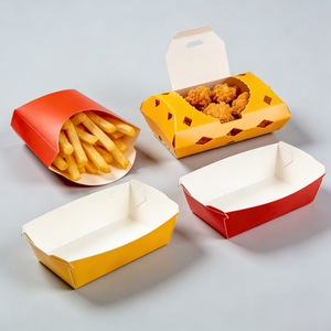 Boîte à frites en papier à faible MOQ, logo personnalisé, pour nuggets de poulet, pop-corn, frites, emballage imprimé pour restauration rapide, vente en gros - Product Image 2