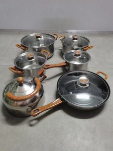 大型ステンレス製スープポット キッチン調理器具セット スープ＆ストックポット IH対応ガラス蓋付き調理器具 - Product Image 5