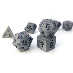 Proveedor de Fábrica: Juego de Dados Poliédricos Negros con Números Plateados Antiguos, Dados D20 en Blanco para Juegos de D&D - Product Image 4