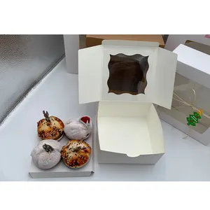 2024 nouvel emballage de papier Kraft de carton de biscuit de boulangerie de catégorie alimentaire faite sur commande portative pour des gâteaux