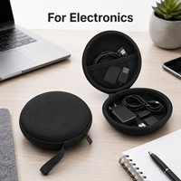 Étui rigide rond personnalisé en EVA avec poche en filet zippée, sangle élastique et rangement portable pour accessoires d'écouteurs