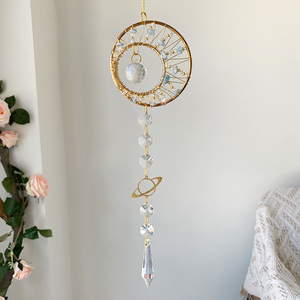 Attrape-soleil Arbre de Vie, Carillon éolien en cristal tissé à la main, Pendentif cœur, Prisme en pierre précieuse, Décoration de fenêtre - Product Image 4