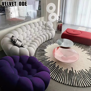 Juego de Sofás Roche Bobois para Sala de Estar, Diseño Moderno de Fútbol Francés, Tapizado en Tela, Diseño de Burbujas Naranjas - Product Image 4