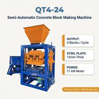Machine à blocs de béton semi-automatique QT4-24 robuste pour la fabrication de briques en ciment en Afrique