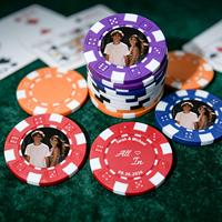 Jetons de poker personnalisés OEM/ODM en ABS avec photo/image/texte pour mariages, soirées casino et souvenirs de fiançailles – Fabriqués en Chine