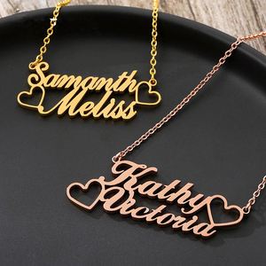 Customized Rose Gold Plated Simple <b>Name</b> Logo <b>Necklace</b> for Women Men 316L Stainless Steel With <b>Custom</b> Pendant Jewelry - Product Image 1