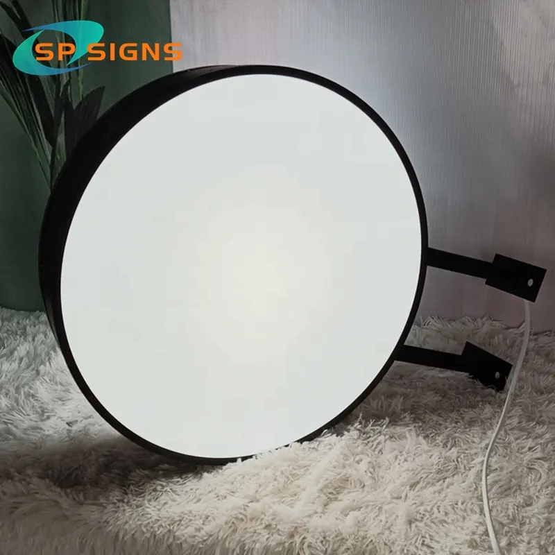 SP custom acrylic stainless steel led round light box logo can be add to your logo light box Advertising Lights Sign for Store