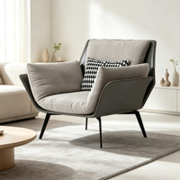 Fauteuil de loisirs moderne et minimaliste en métal, structure en acier inoxydable, canapé monoplace pour salon