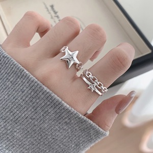 S925 Sterling Silver Star Chain <b>Open</b> <b>Ring</b> For Women Minimalist Design Everyday Wear - Product Image 1