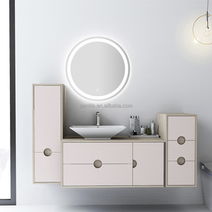 Nouveau produit : Meuble de salle de bain moderne à fixation murale, style américain, en mélamine, armoire haute pour toilettes - Product Image 4
