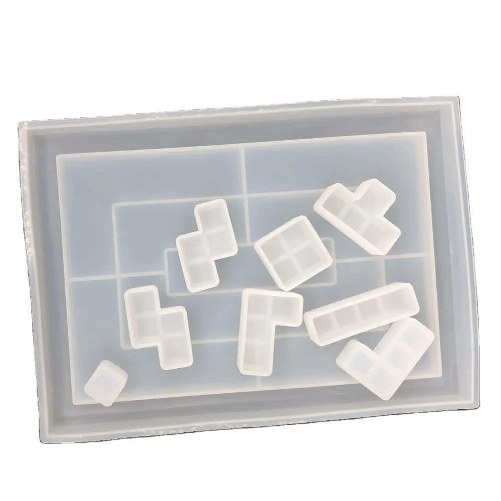 Amazon Bán 3D Nga Tetris Silicone Khuôn DIY Puzzle Game Nhựa Khuôn Bảng Top Tetris Khối Khuôn Mẫu Cho Trang Trí Nội Thất