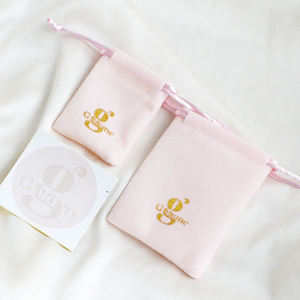 ถุงกำมะหยี่สีชมพูแบบมีเชือกผูก ออกแบบโลโก้ตามสั่ง ถุงใส่เครื่องประดับผ้าสักหลาดพร้อมโลโก้ฟอยล์ - Product Image 2