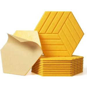 Panneau acoustique moderne en fibre de polyester, hexagonal à fentes, adapté aux salles de conférence, hôtels, auto-adhésif pour mur - Product Image 3