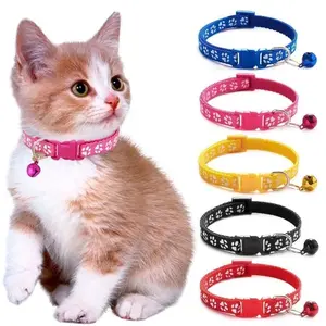 Wholesale Custom 19-32cm Nylon Dog Cat Collars Adjustable Separable With Cartoon Pattern Prints Personalized Large Small Pets