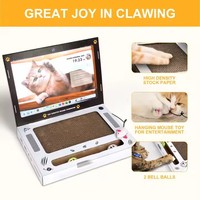 Rascador para Gatos 3 en 1 con Forma de Laptop, Juguete de Cartón Plegable para Gatos, Tabla de Rascar Corrugada para Gatos