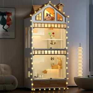 Jaula de madera para <span class=keywords><strong>gatos</strong></span> sin formaldehído, plataforma de percha segura para guardería, casa para <span class=keywords><strong>gatos</strong></span> personalizada para interiores de 4 niveles, Suite para dormir para madres <span class=keywords><strong>y</strong></span> gatitos - Product Image 2