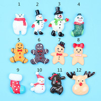 Accessoires de Noël DIY en résine : Bonhomme de neige, Bonhomme en pain d'épices, Accessoires pour coiffes et épingles à cheveux de Noël