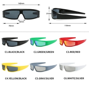 Lunettes de soleil enveloppantes punk Y2K pour femmes, lunettes de soleil futuristes tendance, lunettes de soleil vintage rectangulaires pour hommes, grandes montures, lunettes de soleil d'extérieur <span class=keywords><strong>2023</strong></span> - Product Image 2