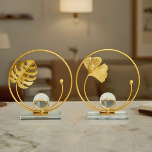 European Light Luxury Metal <b>Leaf</b> Crystal Ball Crafts Ornaments Home Furnishings for Bedroom Entrance - Product Image 4