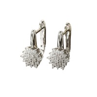 Pendientes de moda superventas con hebilla de oreja de girasol francés con incrustaciones de microcircón para mujer, súper intermitente, dulce fresco