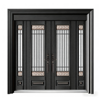 Puerta de Seguridad Exterior de Acero Inoxidable de Alta Gama, Anti-Robo, a Prueba de Balas, con Acabado en Oro Rosa, Resistente a la Salinidad, Comercial
