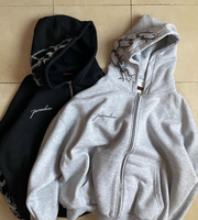 Sweat à capuche streetwear personnalisé, effet délavé soleil, patch DTG, délavé à l'acide, 100% coton, sweat à capuche oversize pour homme, sweat à capuche zippé en molleton bouclette