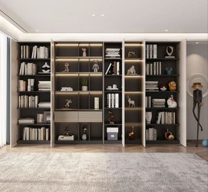 Estanterías de madera con iluminación LED de alta densidad, armario de almacenamiento de archivos, librería de puerta sin marco para el hogar, muebles de sala de estar a la venta - Product Image 4