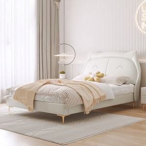 Prenses tek deri yatak çocuklar için 1.5m katı ahşap pembe karikatür kedi tasarım yatak odası yemek odası için Internet ünlü favori - Product Image 1