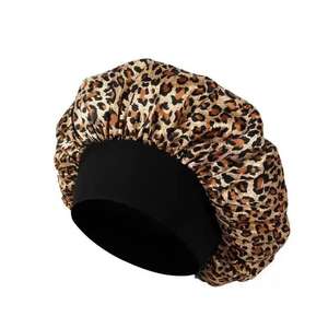 Nouvelle Bonnette <span class=keywords><strong>de</strong></span> <span class=keywords><strong>Nuit</strong></span> en Satin <span class=keywords><strong>de</strong></span> Soie, Chapeau en Satin Convient aux Femmes et aux Hommes aux Cheveux Bouclés, <span class=keywords><strong>Bonnet</strong></span> Élastique à Large Bande Imprimé - Product Image 5