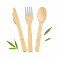 Ensemble de couverts écologiques en bambou, fourchette, cuillère, couteau, 6,5 pouces, jetables, pour barbecue en plein air, camping, pique-nique, vente en gros
